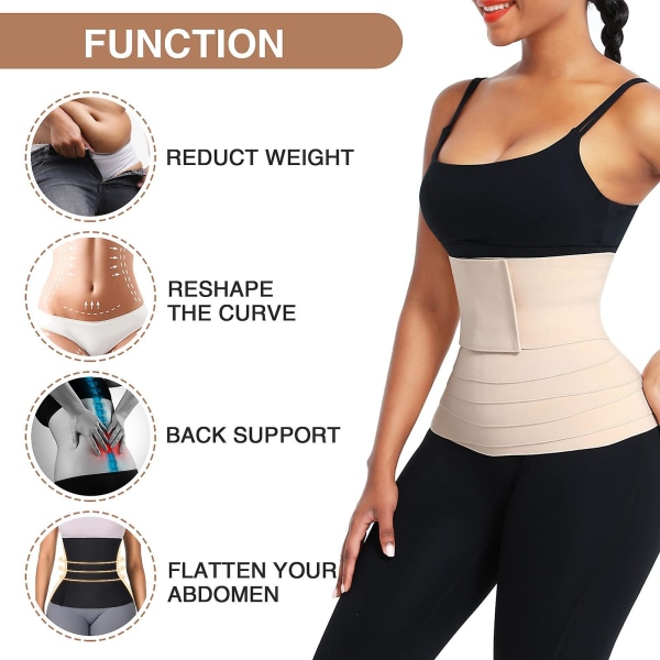 Waist trainer för kvinnor Justera ditt ryckbandage Wrap Mage Svett Wiast Wraps Midjetrimmer för gym Sport Beige 5m