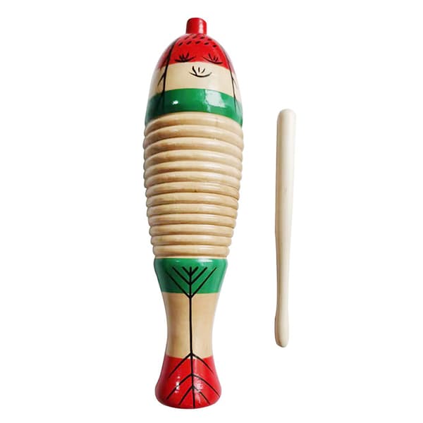 Farverig træfiskeformet guiro latin percussion instrument til børnehave