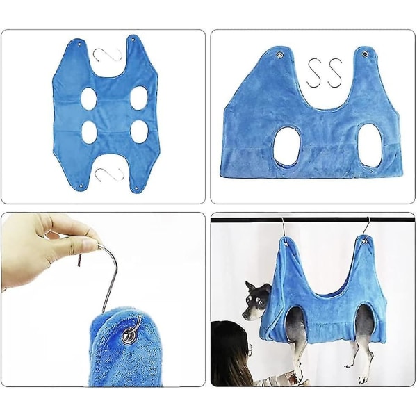 Dog Hammock Helper Pet Grooming Hammock Dog Grooming Hammock Restraint Bags For Bathing Washing Grooming And Trimming Nail Blue Small
