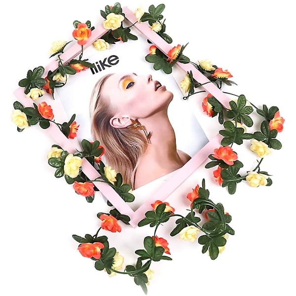 5 stk 2,7 m kunstig falsk rosekrans som henger silkeblomster kunstig blomsterkrans (rosa) Champagne