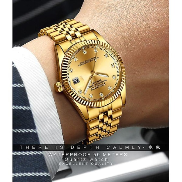 Herr Diamond Gold Watch Business Calendar Vattentät watch