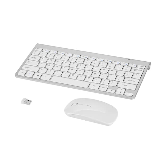 Trådløst tastatur og musesæt til stationær bærbar computer - slank design (sølv)