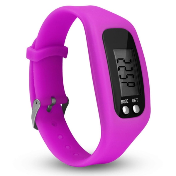 Watch med LCD-skärm Enkel användning Walking Fitness Tracker handled Rose Red