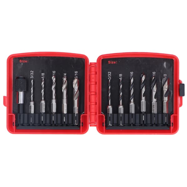 6 stk. 3-punkts bor Brad Tip Boring 5 stk. Stubby bor Hex 1/4in Skaft HSS Stang