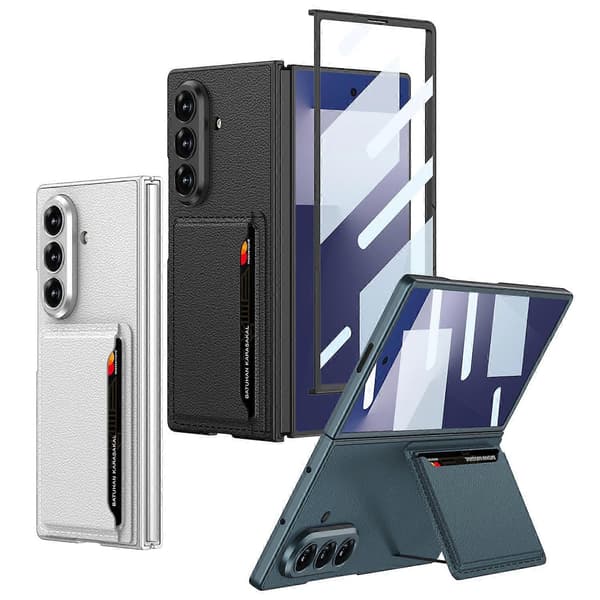Integrerat Ultratunt Läderfodral med Kortfack För Samsung Galaxy Z Fold7 5G Grey