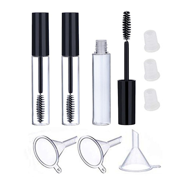 10 ml sorte tomme mascaraflasker med genopfyldelige mascara-tragte