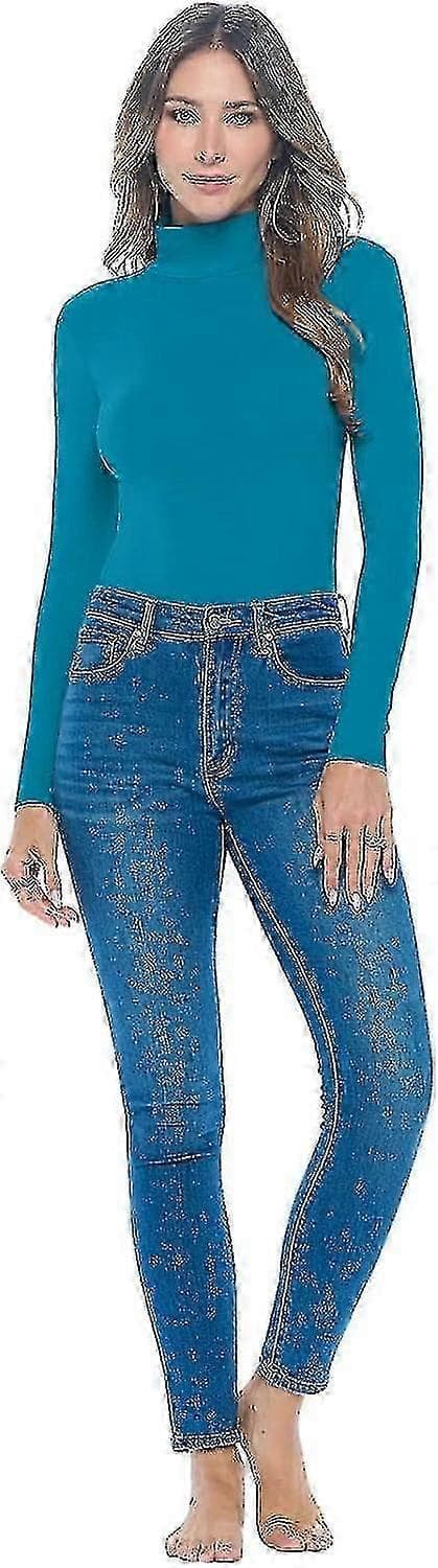 Ärm Hals Dräkt Andningsbar Stretch Teal 3X-L