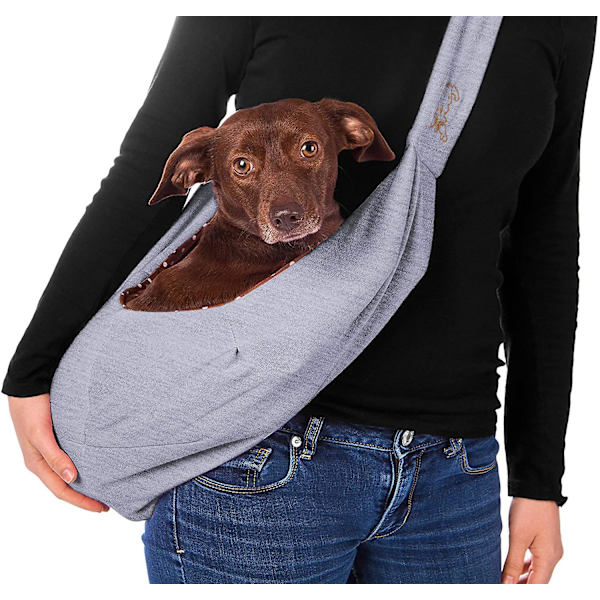 Hund Katt bärsele Handsfree Vändbar husdjursväska Mjuk påse Tote Design Grå Grey