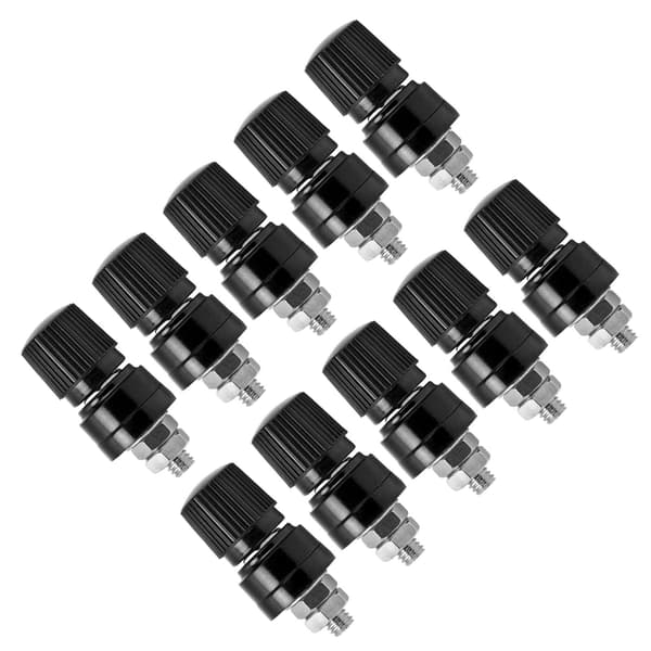 10 stk. bindestolpe M6 gevind messing nikkelbelagt svejseterminal Stud Connector 0‑380V Sort