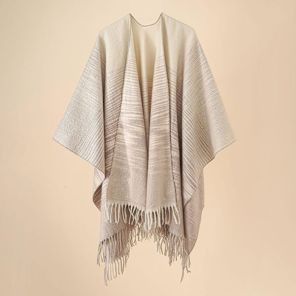 Gradientti ruudullinen huivi, jossa viitta syys- ja talvipeitolla lämmin hapsuinen huivi beige 160*128cm