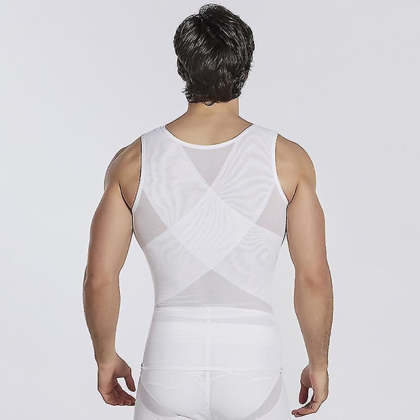 Mænd Talje Trimmer Bælte Wrap Trainer Hot Swear Skjorte Korset Slankende Body Shaper White L