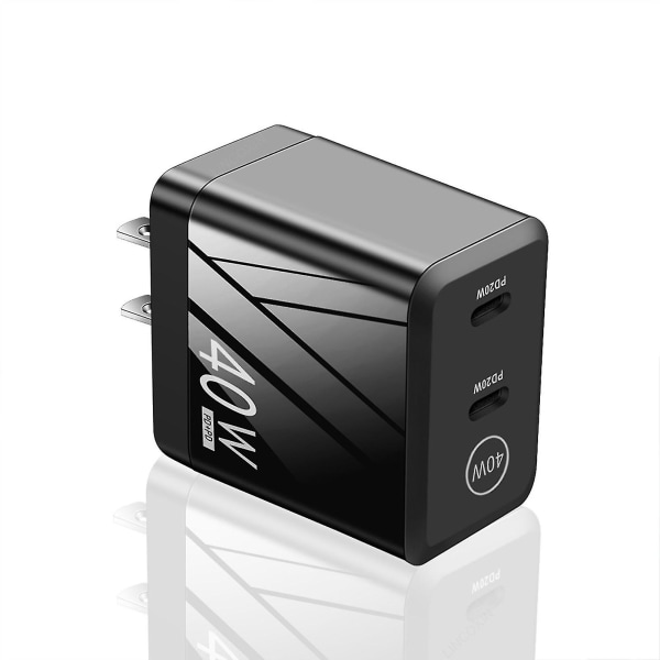 40w Pd Laddare USB Smartphone Laddningsadapter med Dual Type-c Pd Mobiltelefonladdare och power Black