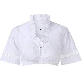 Bigsale Dirndlbluse med volanger hvit - Tradisjonell elegant bayersk Oktoberfest Cropped Bluse (XXL Matt Hvit)