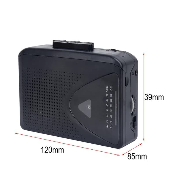 Kassettspiller Walkman Kassettspiller Bærbar Høyttaler Flere strømforsyningsmetoder AMFM-radio black