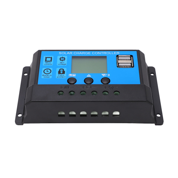 PWM Solar Panel Controller 30A 12V 24V LCD Display Smart Charge Discharge til LED Gadelys