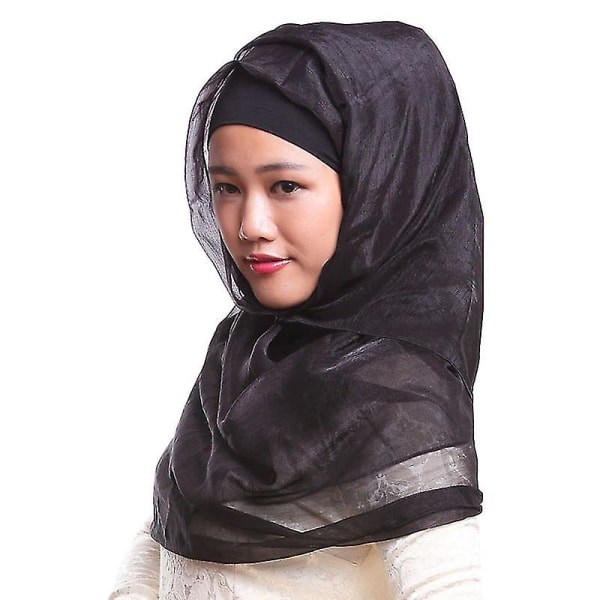 Naisten islamilainen muslimi hijab-huivi Pehmeä huivi Dubai cover huivi huivi Black