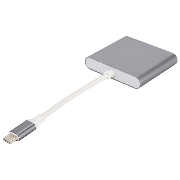 HC 04 Multifunktionel 3 i 1 Hub Type C til HDMI Output HD Konverter Adapter Dockingstation (grå)