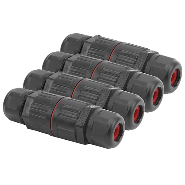 4 stk 3-pinners IP68 vanntett kontakt for utendørs LED-lys - 1 inn 1 ut