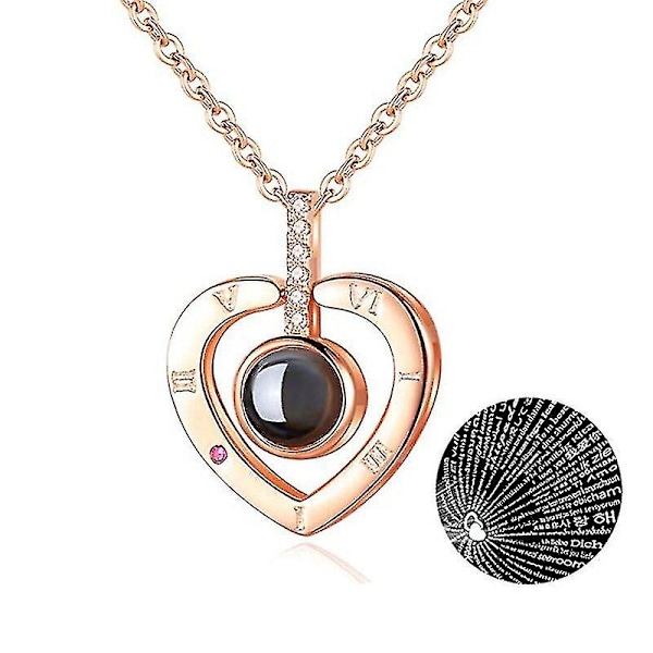 I Love You Necklace 100 Languages Heart Love Necklace Love Memory Projection Pendant Necklace For A