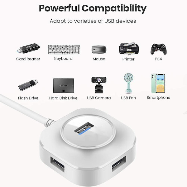 4 Port USB 3.0 Hub Super Speed ​​Distributör 5gbs för Macbook, bärbara datorer