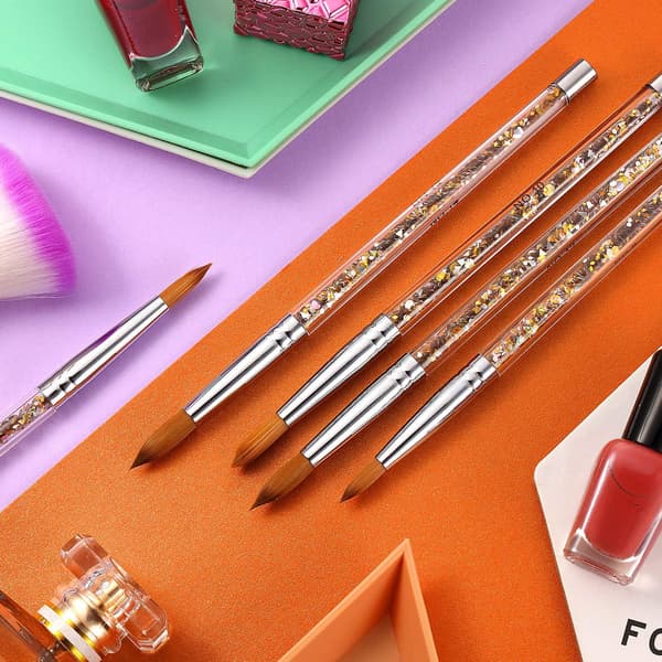 [BQ](Gold) 5-pack Acrylic Nail Brushes Different Sizes Round Acrylic