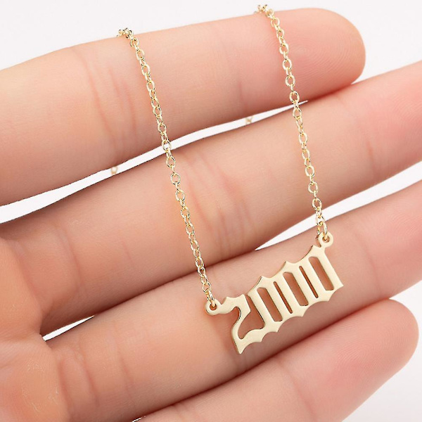 1980-2019 Birth Year Number Charm Pendant Stainless Steel Chain Necklace Jewelry Silver 2006