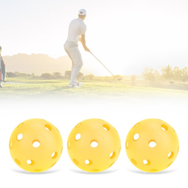 50-pack Gula ihåliga luftflödes golfövningsbollar inomhusträningsbollar för barn