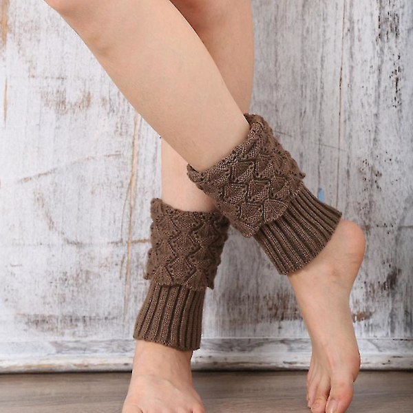 Naisten koristeena virkatut saappaan hihansuut Toppers jalka ontto lyhyet sukat Brown