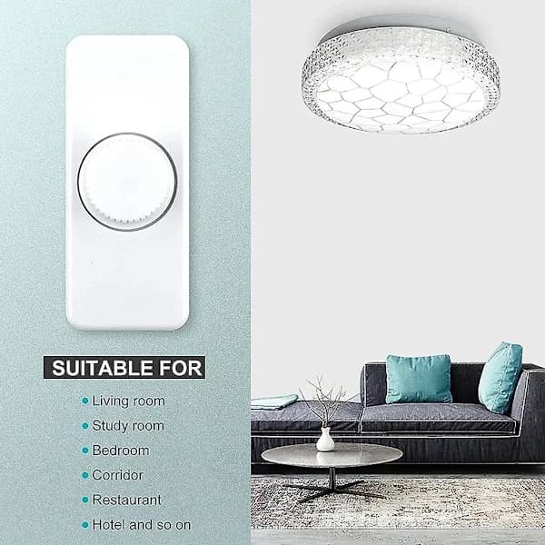 【BQ】Inline LED-dæmper, indbygget drejelig ON/OFF og knapstyring til dæmpbare 3-100W LED/glødepærer, hvid