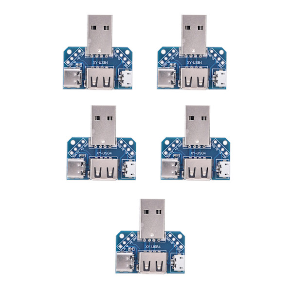 5 stk. USB-adapterplade, han-USB til hun-TypeC 4P 2,54 mm overførselskort