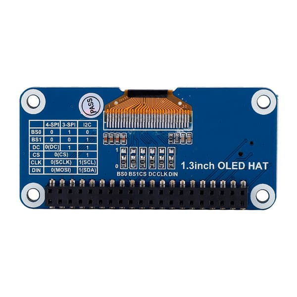 OLED-näyttöhattu Raspberry Pi 2B/3B/Zero/Zero W:lle