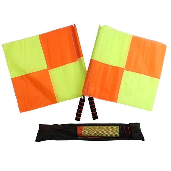 2 stk Fodbolddommerflag,dommerflagfodbold,dommerlinjemandsflag med opbevaringstaske til sportskamp fodbold fodbold hockey træning