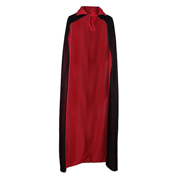 Musta punainen käännettävä pitkä viitta Cape Pagan Wizard Witch Halloween Adult