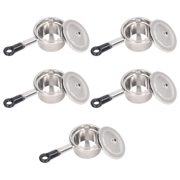 5 Set Mini Soppgryta Modell Simulerad Matlagningsleksak Köksservis för 1:12 Dockhus Liten