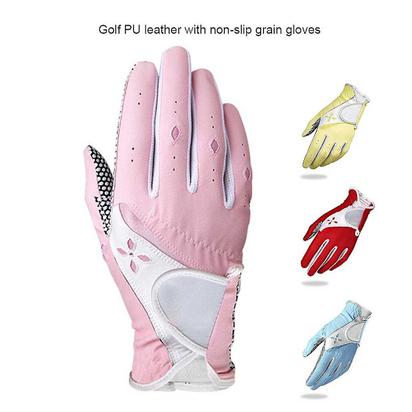 Pu Läder Kvinna Golfhandskar Andningsbara justerbara halkfria handskar för män Kvinna Sporttillbehör Yellow Size 21