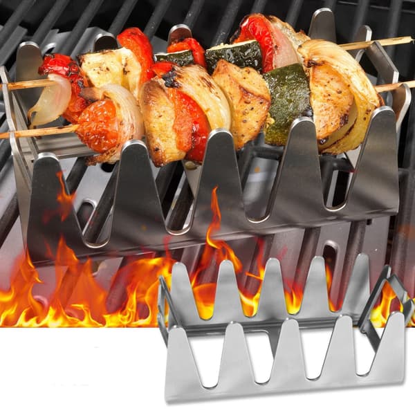 Kebabspydholder i rustfrit stål, universal grillholder tilbehør