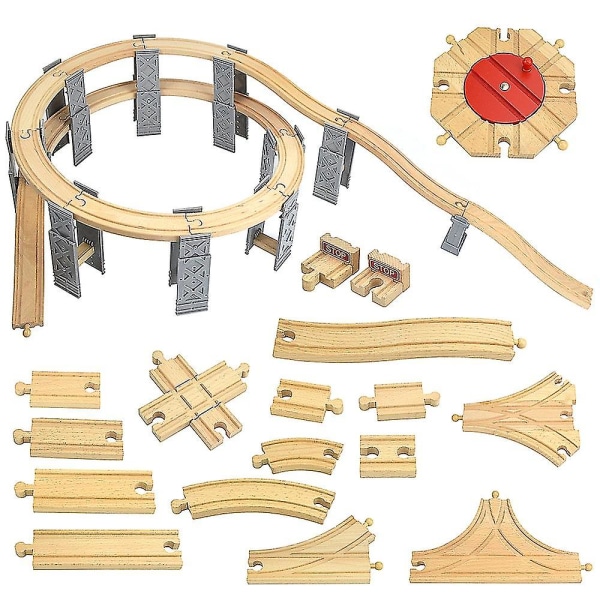 Hhcx-wooden Track Railway Toys Beech Wooden Train Track Accessories Fit Biro All Tracks Educational Toys For Children B22-Bifurcation