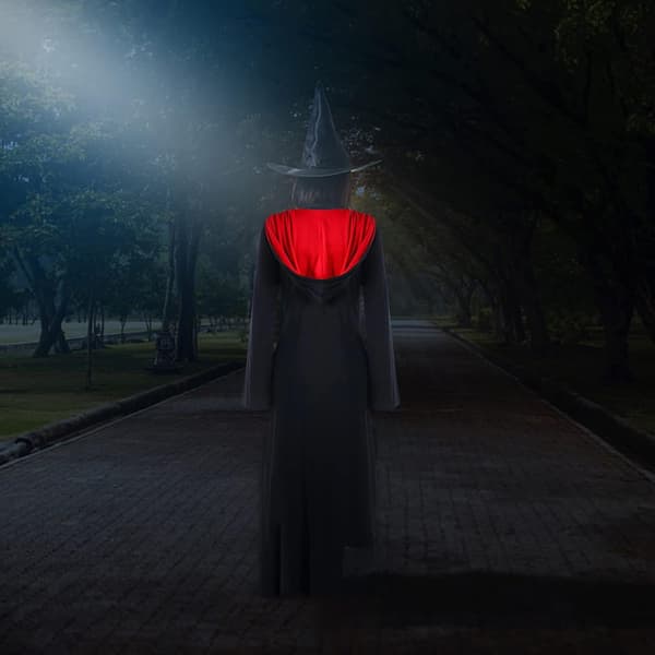 Voksen Halloween-kostume til kvinder, middelalderlig hættekjole Cosplay