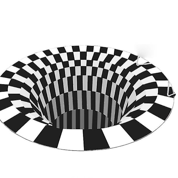 3d Stereo Geometrisk Rund Matta Svart Vit Galler Illusion Matta Halkfri Hem Vardagsrum Sovrum Mattor Style 2 60x60cm