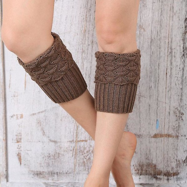 Naisten koristeena virkatut saappaan hihansuut Toppers jalka ontto lyhyet sukat Brown