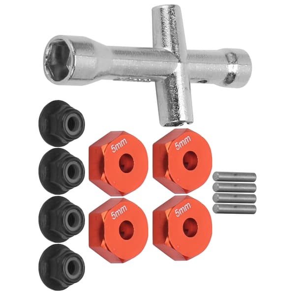12mm Hex Adapter Kryssnyckel M4 Halkfri Mutter Set för 1/10 RC Bil Röd