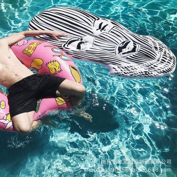 Uppblåsbara poolflottar Ansiktsformad poolstol Flottör Flytande rad Simbassäng Flottör Säng Sommarstrandstol