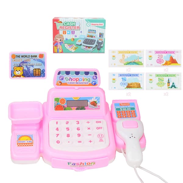Lekekasseapparat Simulering Mini Barn Supermarked Leke Rollespill Rosa