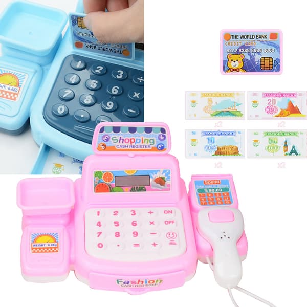 Lader som om Legekasseapparat Simulation Mini Børn Supermarked Legetøj Rollespil Pink