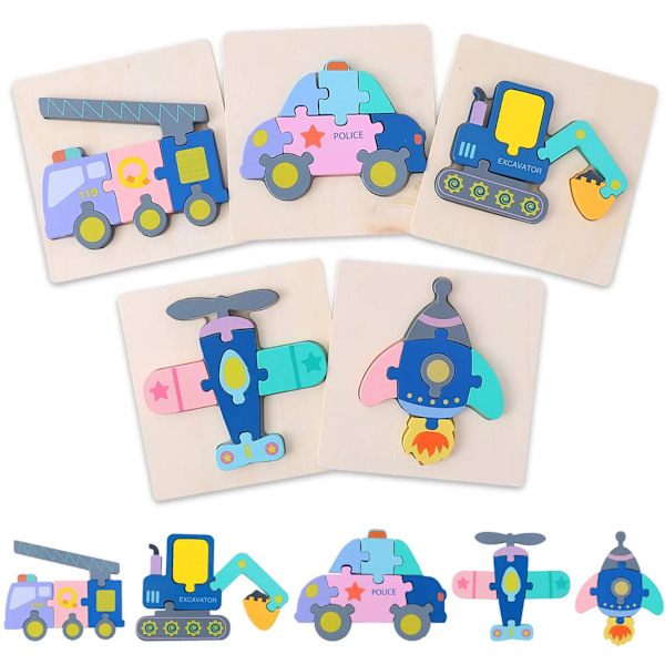 Bit 3D Kids Träpussel Montessori Toy Jigsaw Puzzle Pedagogiska leksaker