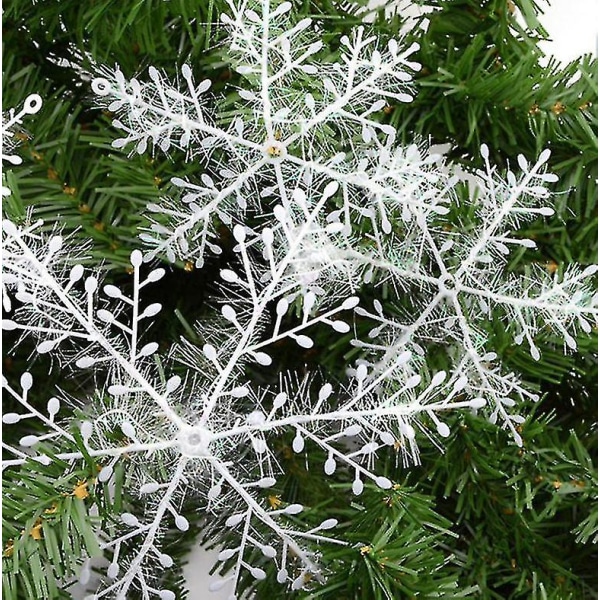 60stk Julepynt Snøfnugg Hvit Plast Kunstig snø 22CM
