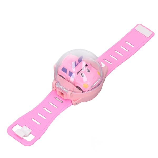 Mini RC Bil Klokke Leke USB Lading Silikon Stropp Håndledd Fjernkontroll Bil for Gutter Jenter Rosa