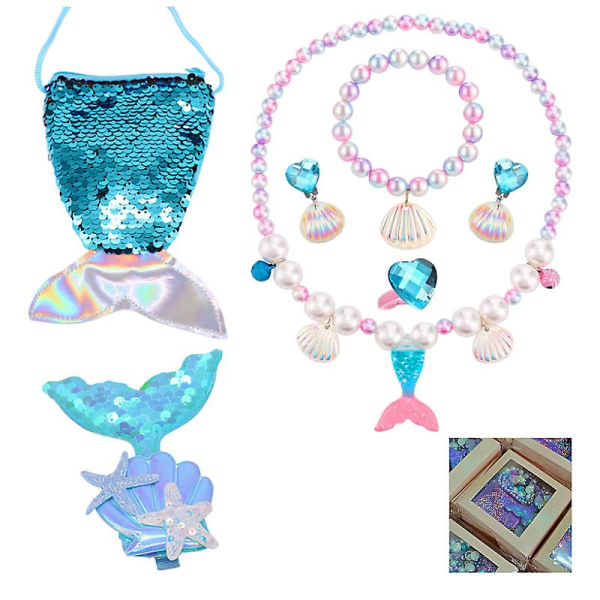 Set för små flickor, barn smycken set inkluderar handväska halsband armband