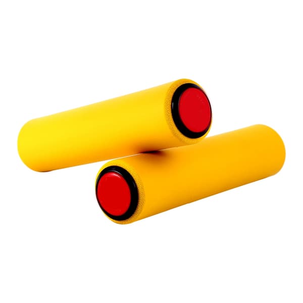 1 par høj densitet silikone styrgreb med propper til 18 mm diameter cykelstyr (gul)