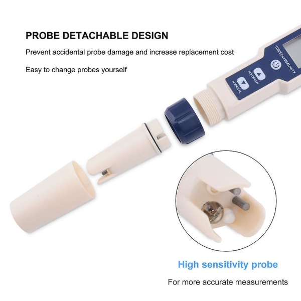 Vattentestare, bärbar 5-i-1 funktion Vattentestare Digital PH/Salthalt/Temperature/TDS/EC-mätare för trädgårdslabb